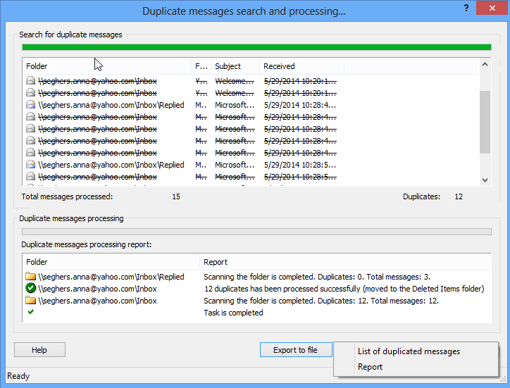 Outlook duplicated messages processing