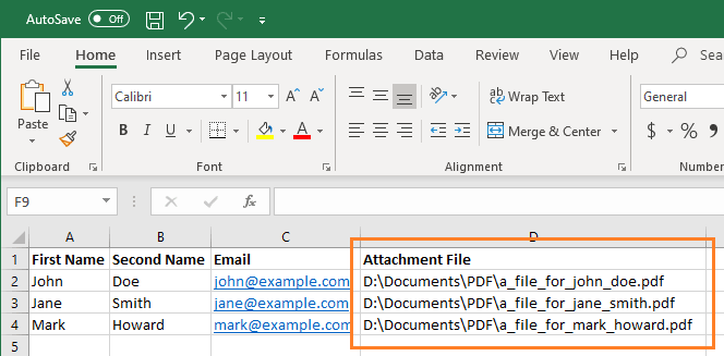 Mail Merge in Excel