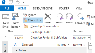 Duplicate emails cleanup in Outlook 2013