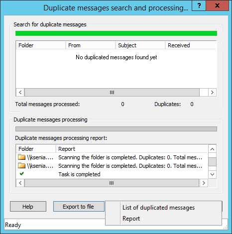 Processing duplicate emails in Outlook and reporting