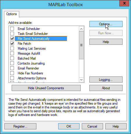 Enable component in Outlook