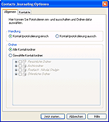 Ordnereinstellungen von Contacts Journaling