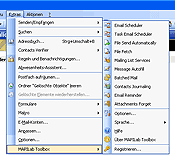 Menü von MAPILab Toolbox im Extras-Menü von Outlook