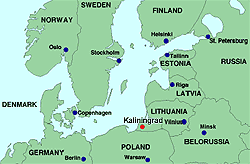 Kaliningrad on Europe map