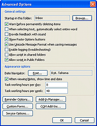 Advanced Options in Outlook