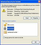 Advanced Security warning window