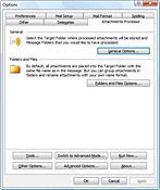 Attachments Processor settings in the Outlook Options, Simple mode