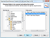Selecting mail folders for scanning and setting their priority