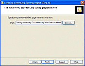 Creating a new project using "Project Generator" - Choosing the HTML page with survey form