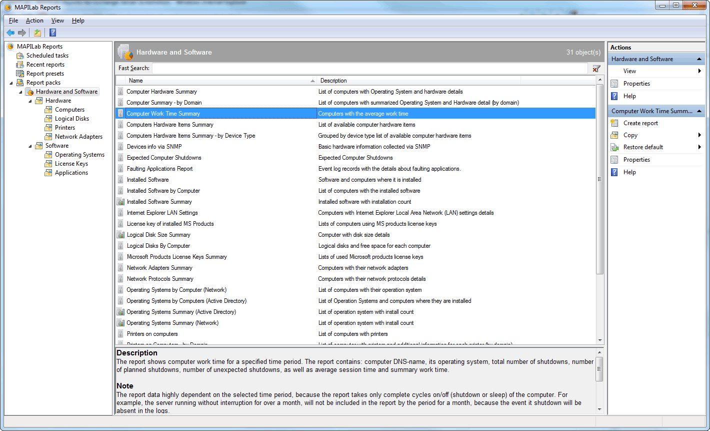 MAPILab Reports for Hardware and Software Inventor Screenshot