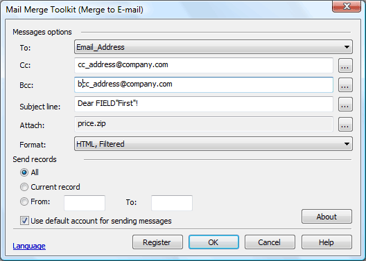 Mail Merge Toolkit is a powerful add-in for Microsoft Office that extends mail merging capabilities in Word and Publisher. Allows you to insert data fields into subject fields, add attachments, send emails in GIF, HTML, RTF and text formats.