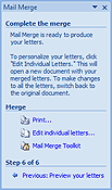 Last step of Mail Merge Wizard