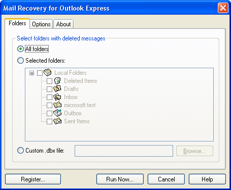 Click to view Mail Recovery for Outlook Express 2.3.1 screenshot