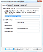 Settings of newsgroups account