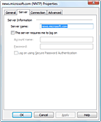 Settings of newsgroups account