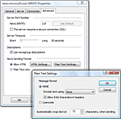 Settings of newsgroups account