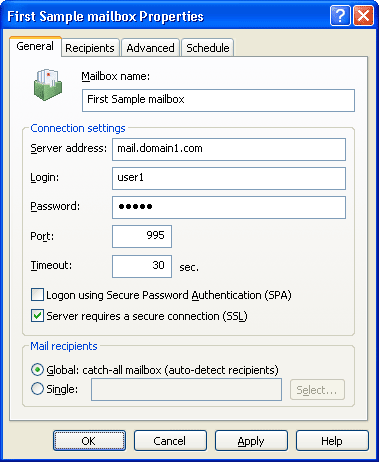 Screenshot of Native POP3 Connector