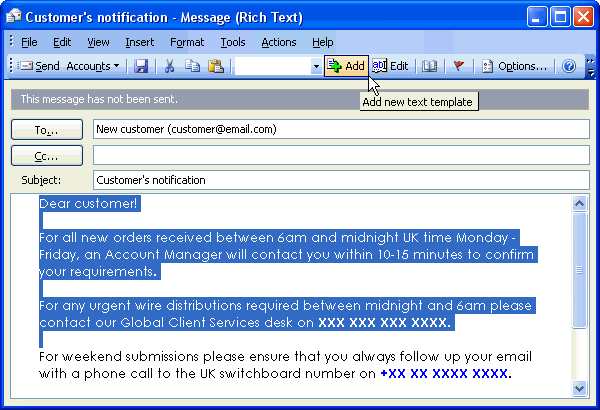 Quick Templates for Outlook 1.2