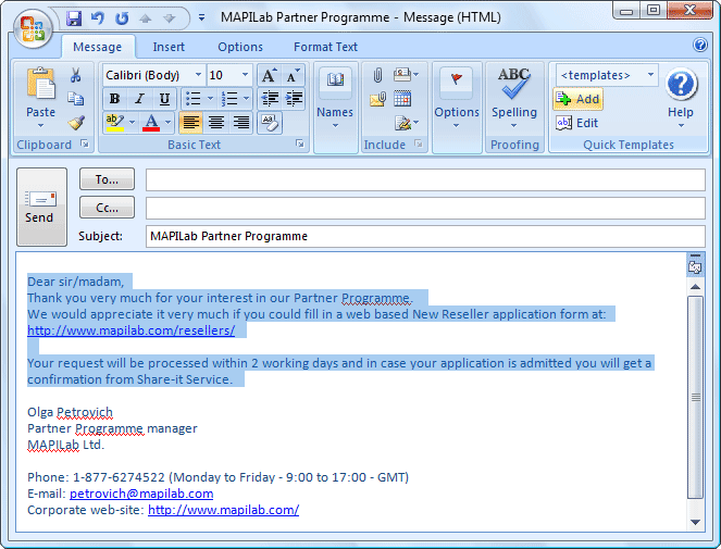 templates for outlook