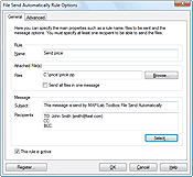 General tab settings of the File Send Automatically component