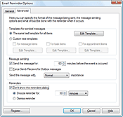 Advanced tab settings of the Email Reminder component