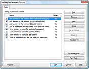 Rules list of the Mailing List Services component