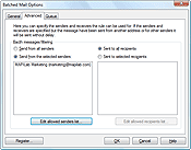 Advanced tab settings of the Batched Mail component