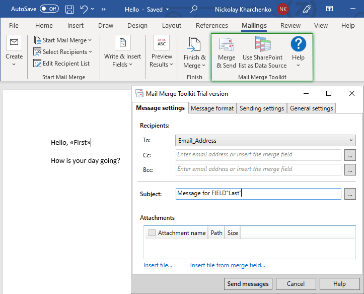 Hide recipients in Outlook