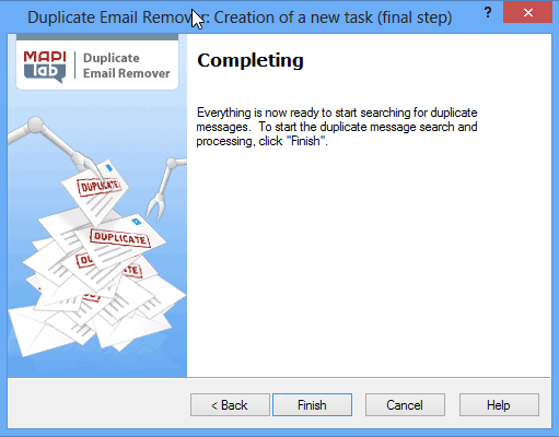 Duplicate Email Remover: Wizard is completed