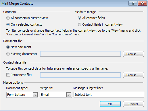 mail merge in outlook 2007