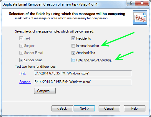 Compare duplicated messages to remove duplicates in Outlook