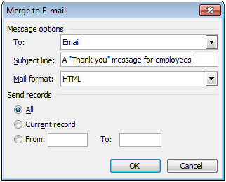 Mail merge in Word 2003