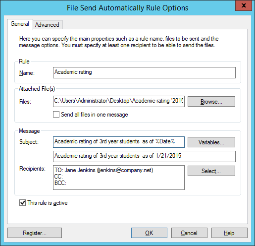 General variable in File Send Automatically