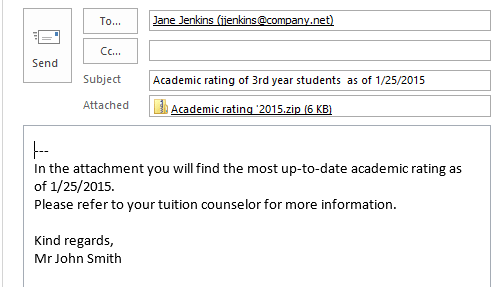 Result of File Send Automatically in Outlook