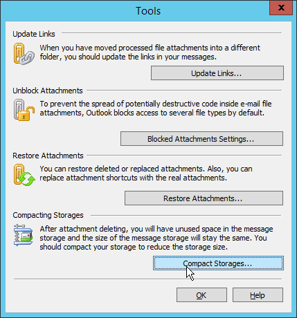 Attachments Processor for Outlook Compacting