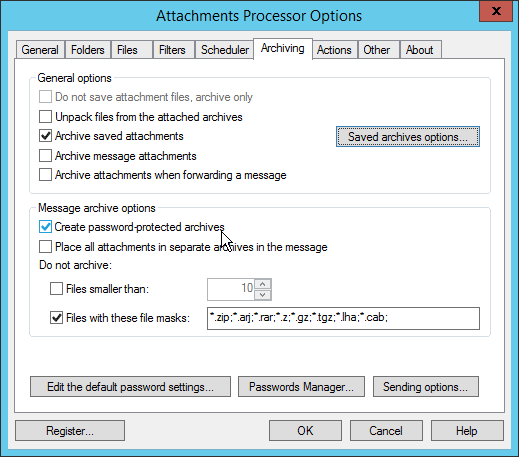 Attachments Processor for Outlook Password