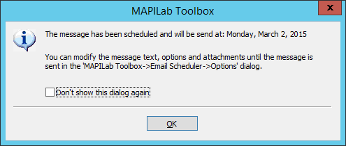 Scheduled email notification in Mapilab Toolbox for Outlook