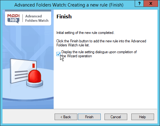 Final step in Advanced Folders Watch for Outlook