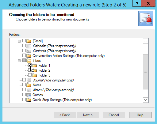 Step 2 in Advanced Folders Watch for Outlook