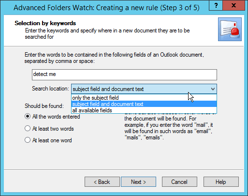 Step 3 in Advanced Folders Watch for Outlook