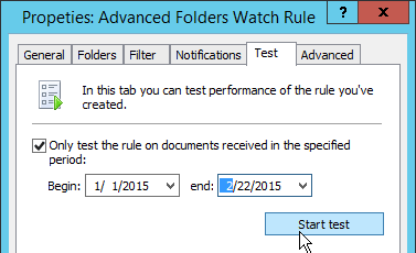 Testing mode in Advanced Folders Watch for Outlook