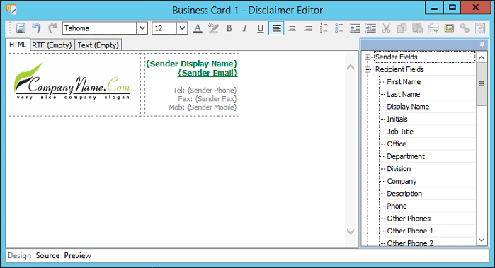 MAPILab Disclaimers for Exchange editor