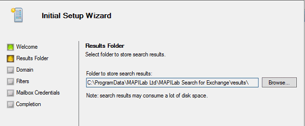 Setup Wizard in Exchange Ediscovery solution