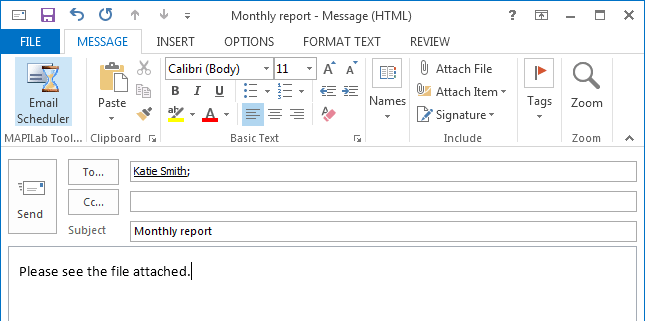 New message in Outlook