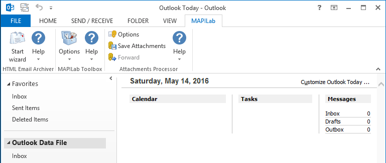 MAPILab add-ins on Outlook ribbon