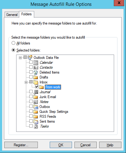 Rule options folder