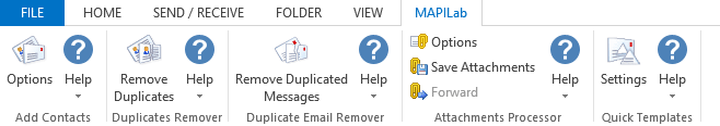 MAPILab ribbon in Outlook