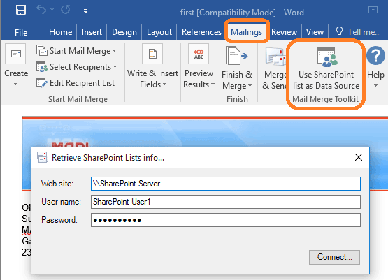 Connect to SharePoint