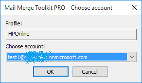 Setup Outlook account for mail merging