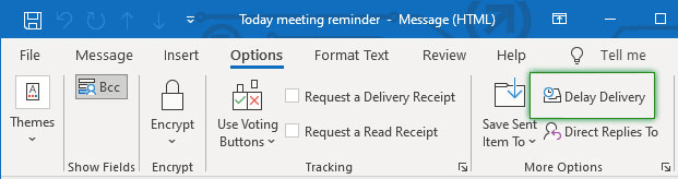 Delay delivery in Outlook